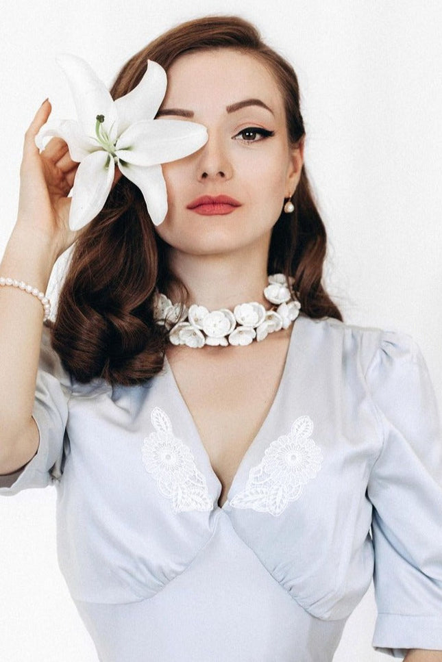 Poporcelain | Plum Blossom Cluster Chain Necklace