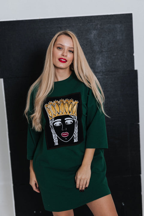 RADADA | Green Painting Sweatshirt Mini dress