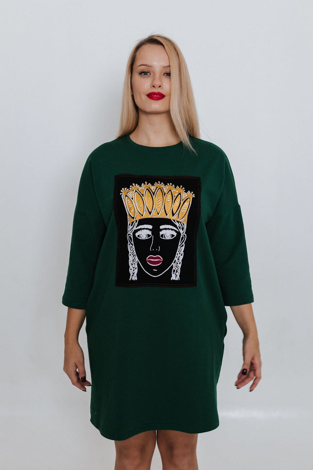 RADADA | Green Painting Sweatshirt Mini dress