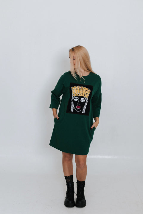 RADADA | Green Painting Sweatshirt Mini dress