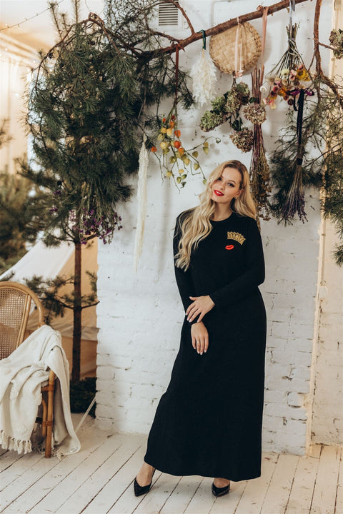 RADADA | Maxi dress Crown and Red Lips shiny
