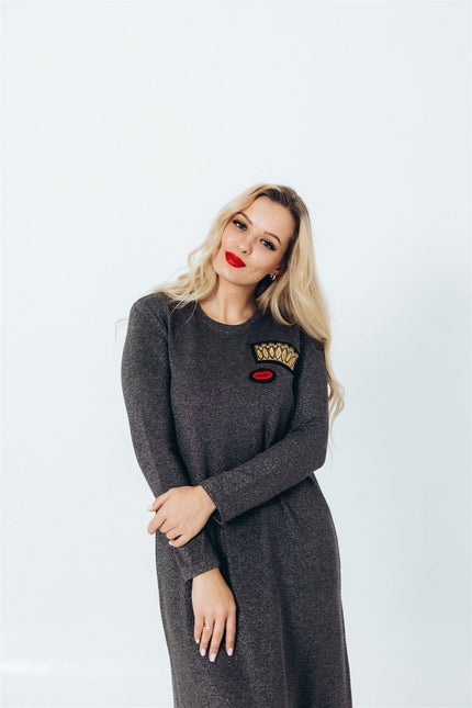 RADADA | Maxi dress Crown and Red Lips shiny
