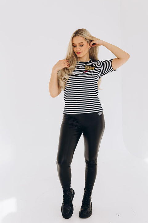 RADADA | T-shirt Crown and Red Lips striped