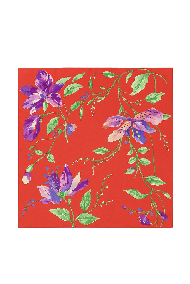 BÚDZIKO | FLORAL RED SILKY SCARF