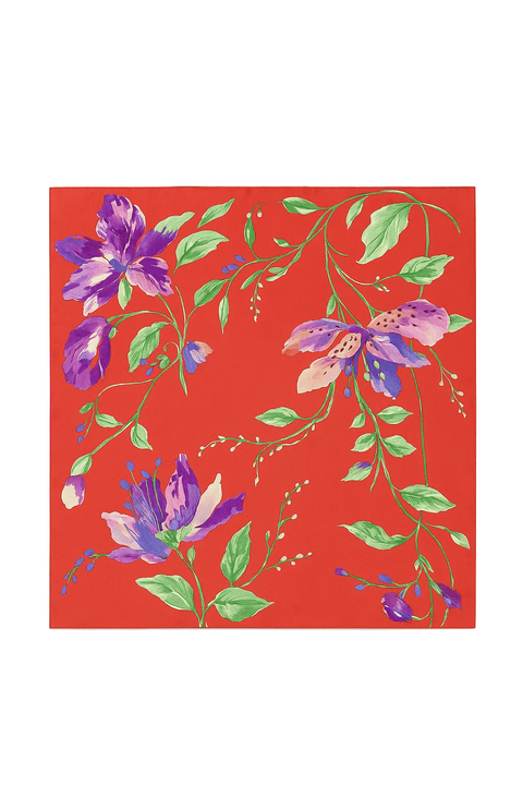 BÚDZIKO | FLORAL RED SILKY SCARF