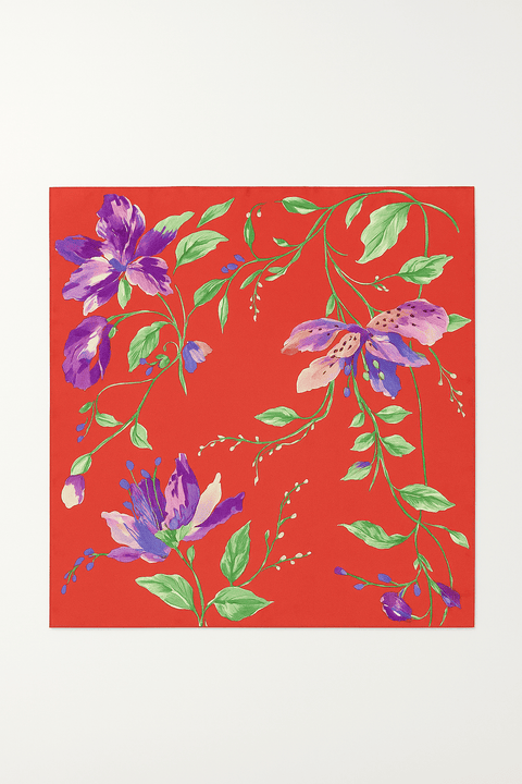 BÚDZIKO | FLORAL RED SILKY SCARF