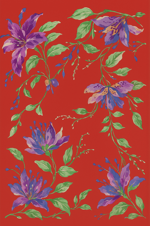 BÚDZIKO | FLORAL RED SILKY SCARF