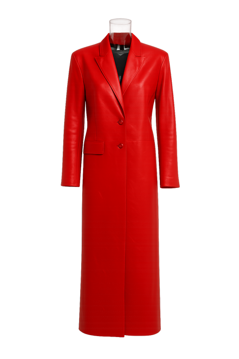 BÚDZIKO | MAROON ECO LEATHER COAT