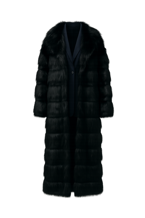 BÚDZIKO | JACQUELINE FAUX FUR BLACK COAT