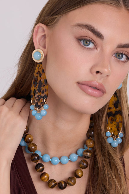 Abigail 16Mm Semi Precious Tiger Eye Necklace