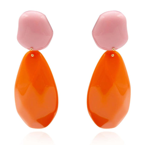 Michael Nash Jewelry | Pink And Orange Pebble Resin Earrings