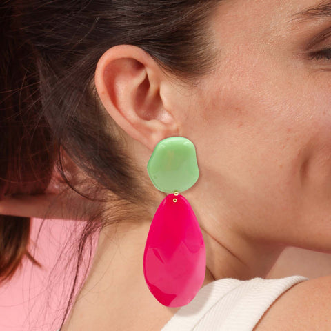 Michael Nash Jewelry | Celadon And Fuschia Pebble Resin Earrings