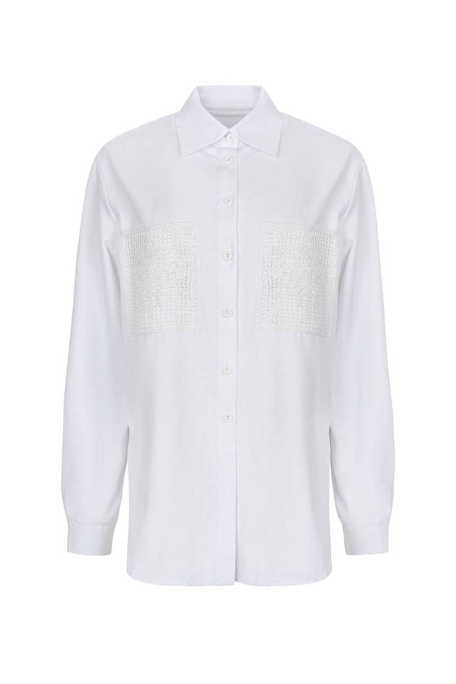 Kolosova | White shirt with knitted pockets