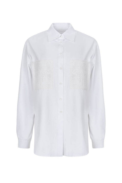 Kolosova | White shirt with knitted pockets