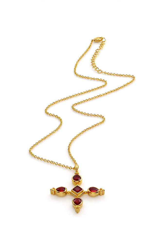Arvino | Ruby Cross Pendant Necklace