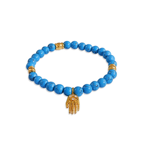 Arvino | Turquoise Beaded Hamsa Bracelet in 92.5 Sterling Silver