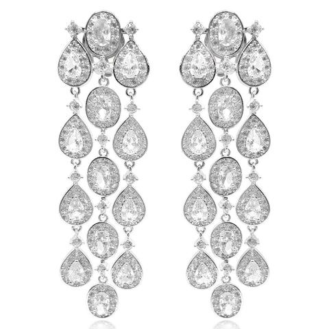 Michael Nash Jewelry | Multi Shape Crystal Drop Clip On Earrings Set In Rhodium