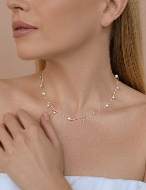 Pas de Marque | 925 sterling silver freshwater pearl necklace Constellation