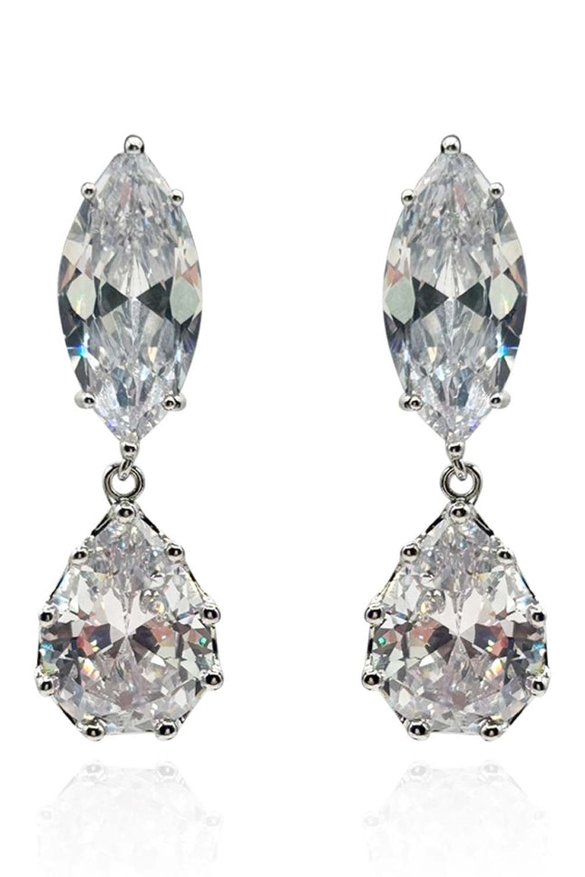 Michael Nash Jewelry | Nicole Marquise And Pear Shape Diamond Cubic Zirconium Cip On Earrings