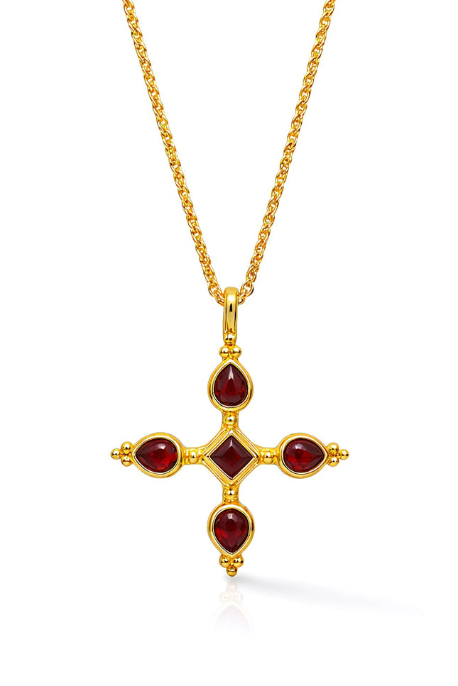 Arvino | Ruby Cross Pendant Necklace