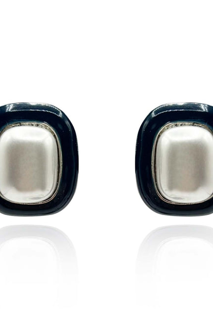 Michael Nash Jewelry | Belle Black Enamel And Pearl Clip On Earrings