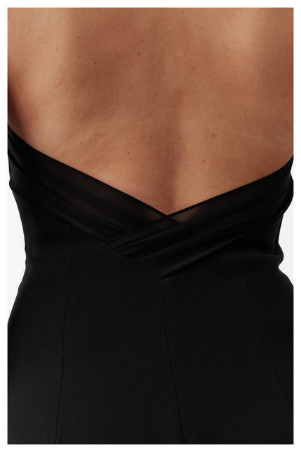 Nazli Ceren | Violette Long Crepe Dress in Black
