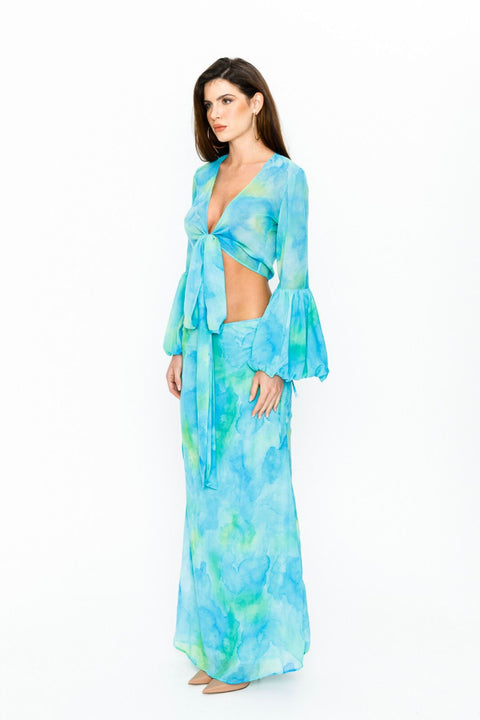 Say no more I Irena Floral Blue Muslin Skirt