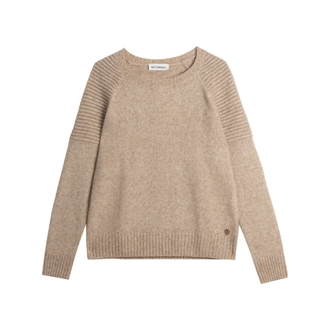 Bel Cashmere | Jersey de cashmere Motorbiker jaspe beige