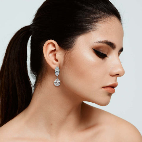 Michael Nash Jewelry | Marquise And Pear Shape Diamond Cubic Zirconium Cip on Earrings