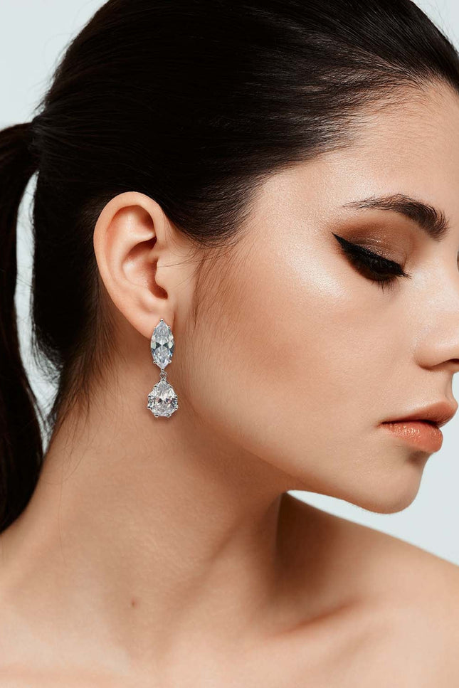 Michael Nash Jewelry | Nicole Marquise And Pear Shape Diamond Cubic Zirconium Cip On Earrings