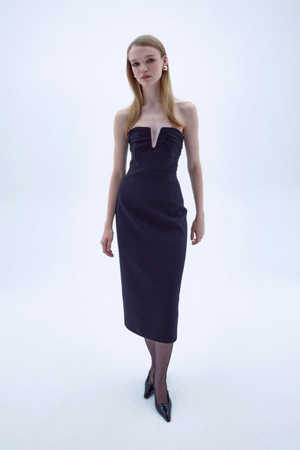 Nazli Ceren | Miora Crepe Midi Dress in Black