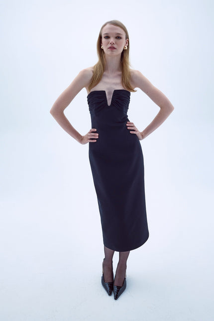 Nazli Ceren | Miora Crepe Midi Dress in Black