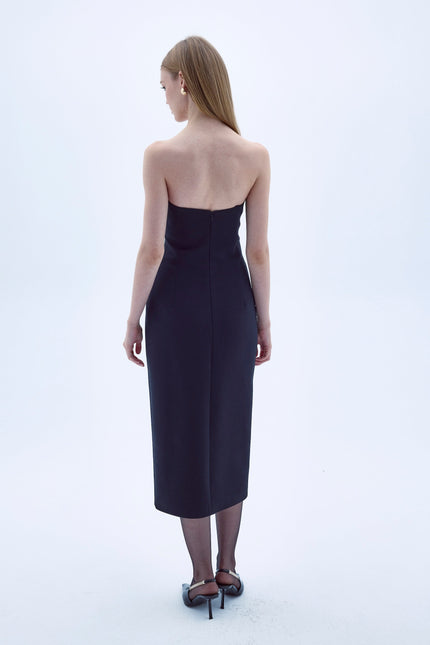 Nazli Ceren | Miora Crepe Midi Dress in Black