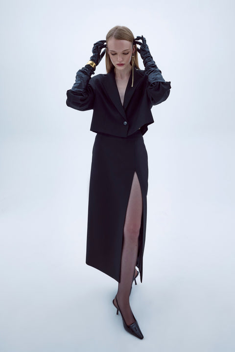 Nazli Ceren | Boxy Cropped Ceket Siyah