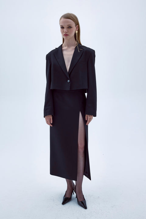 Nazli Ceren | Boxy Cropped Ceket Siyah