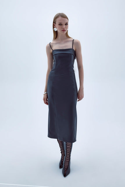 Nazli Ceren | Gaia Vegan Leather Midi Dress