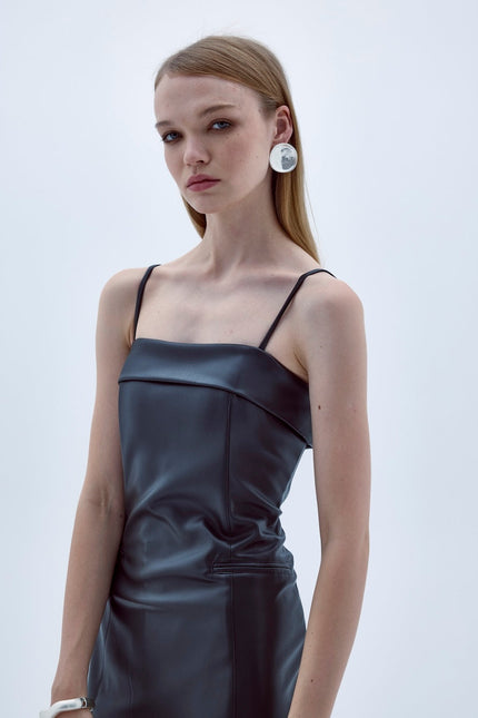 Nazli Ceren | Gaia Vegan Leather Midi Dress