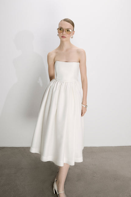 Nazli Ceren | Sibby Strapless Midi Dress in White