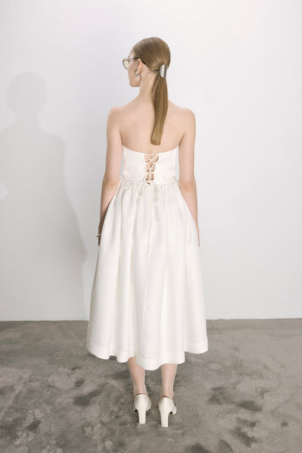 Nazli Ceren | Sibby Strapless Midi Dress in White