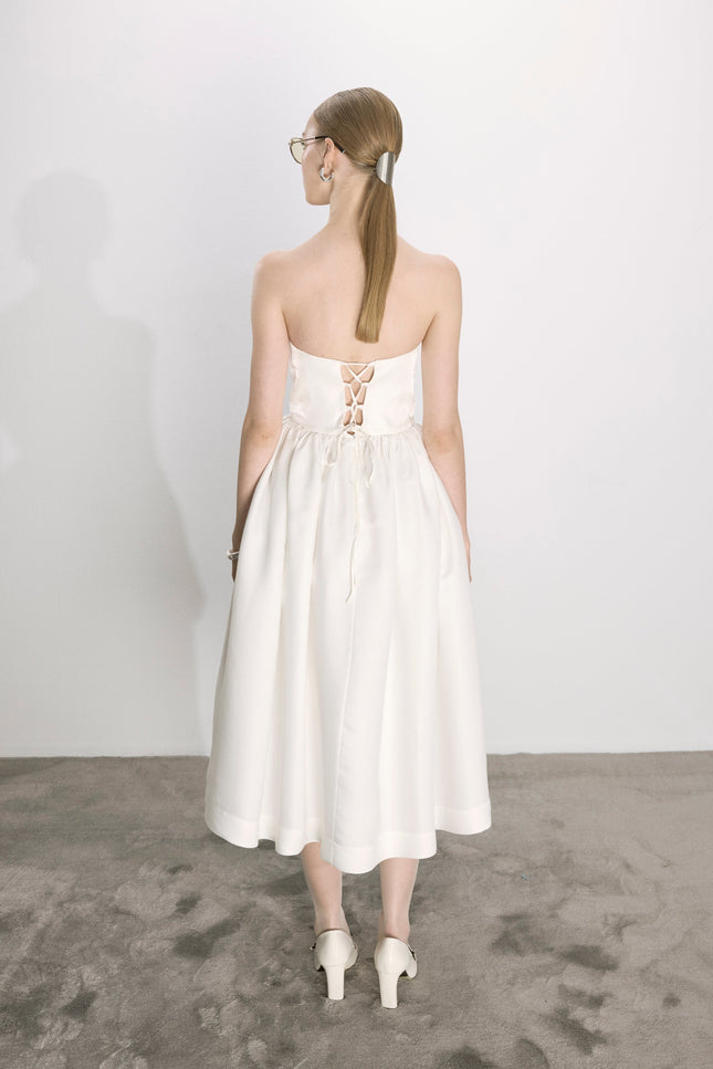 Nazli Ceren | Sibby Strapless Midi Dress in White