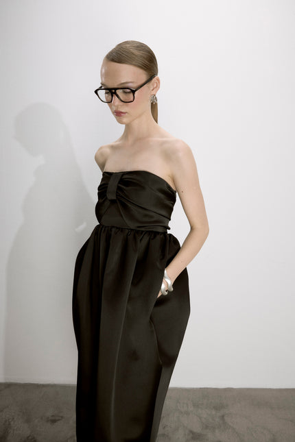 Nazli Ceren | Jeanne Balloon Midi Dress in Black