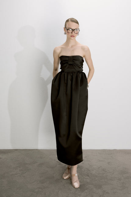 Nazli Ceren | Jeanne Balloon Midi Dress in Black