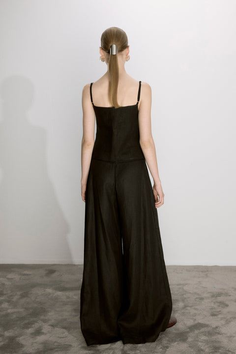 Nazli Ceren | Lniane spodnie Mui z szeroką nogawką