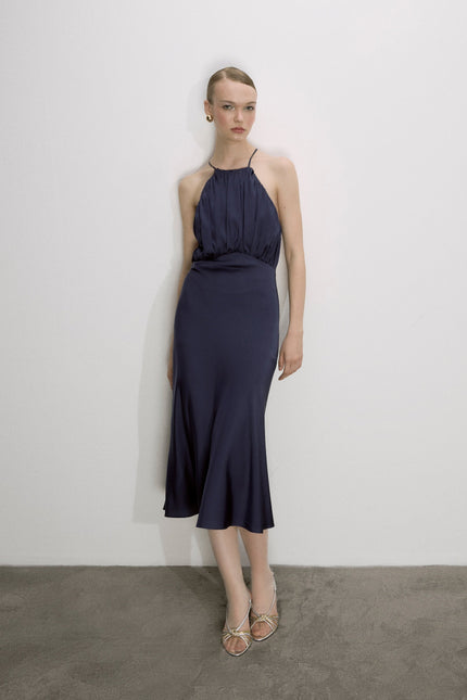 Nazli Ceren | Sukienka satynowa Reese Parisian Blue