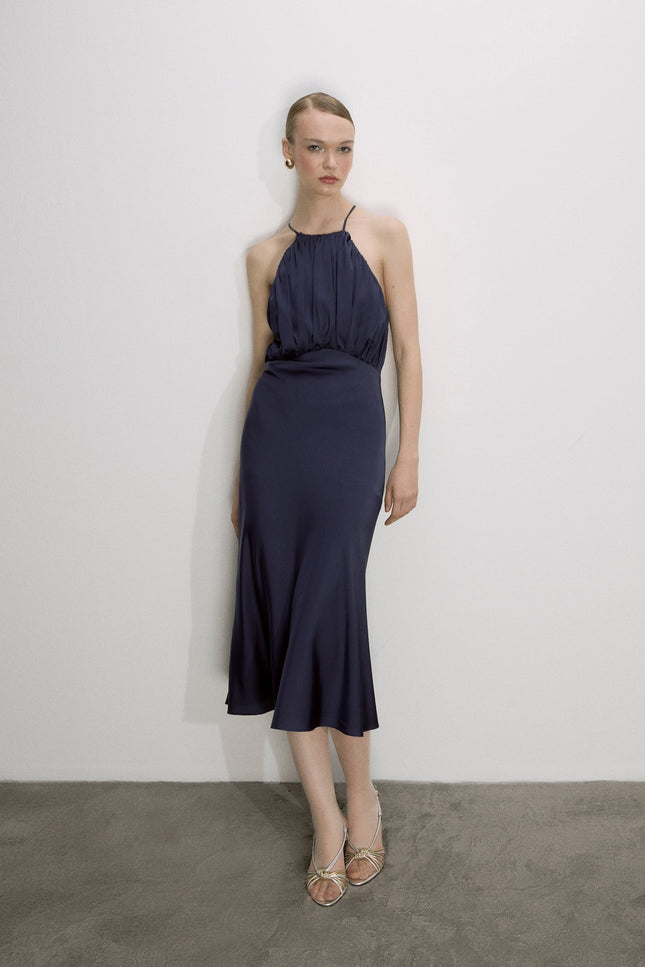 Nazli Ceren | Reese Satin Dress Parisian Blue