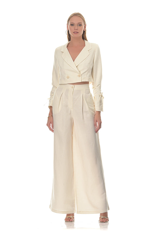 Five p.m. | Tenerife Blazer & Wide Leg Trousers Set ecru