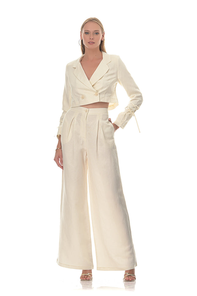 Five p.m. | Tenerife Blazer & Wide Leg Trousers Set ecru