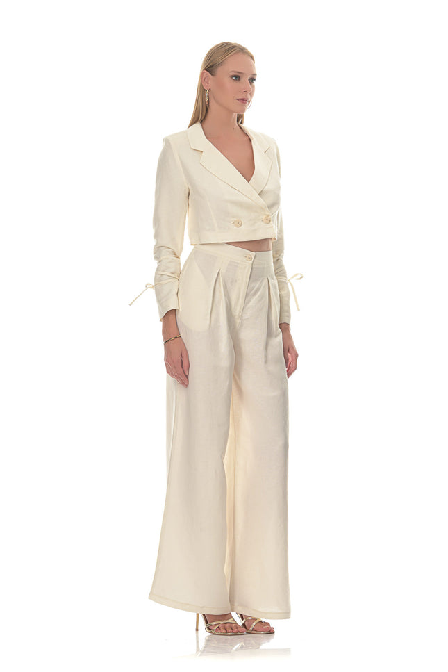 Five p.m. | Tenerife Blazer & Wide Leg Trousers Set ecru