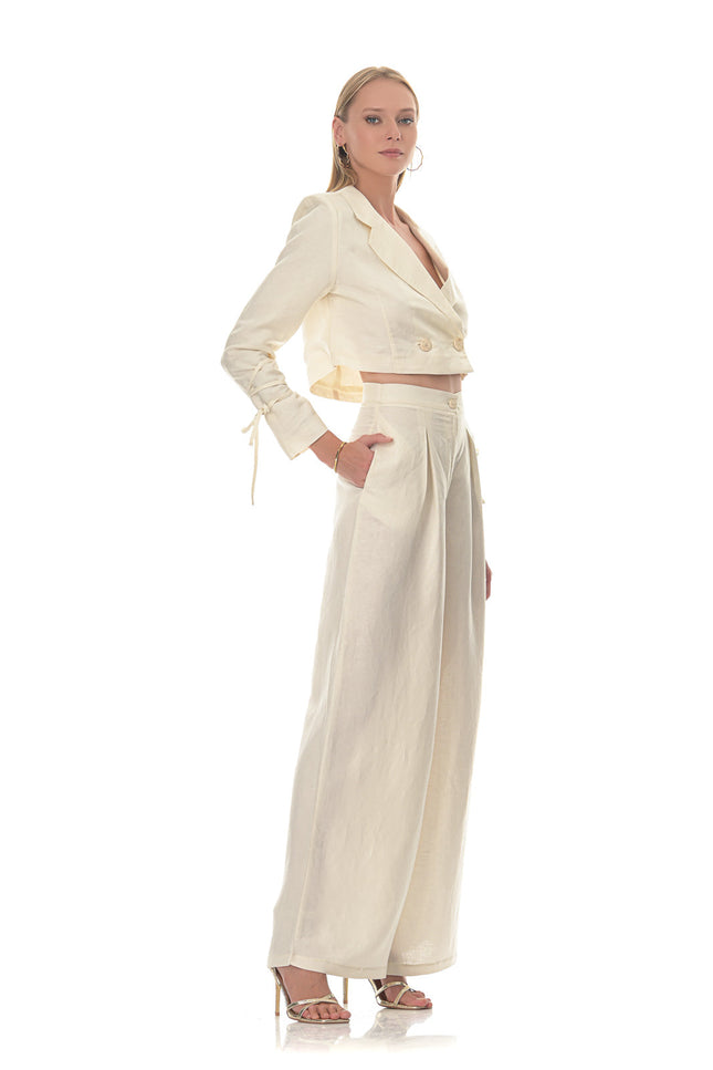 Five p.m. | Tenerife Blazer & Wide Leg Trousers Set ecru