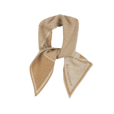Bel Cashmere | Szalik z kaszmiru w beżowe paski